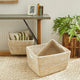Set of 3 Woven River Grass Tote Storage Baskets Rectangle 23 20 16 in Natural