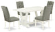 5-Piece Set, 4 Chairs and Table With Linen White Table Top, Linen White