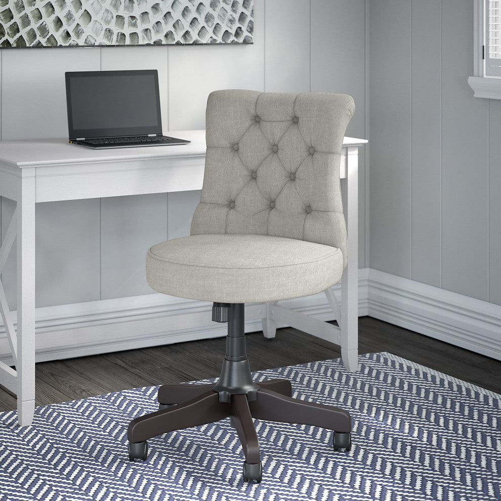 Key West Mid Back Tufted Office Chair, Light Gray Fabric