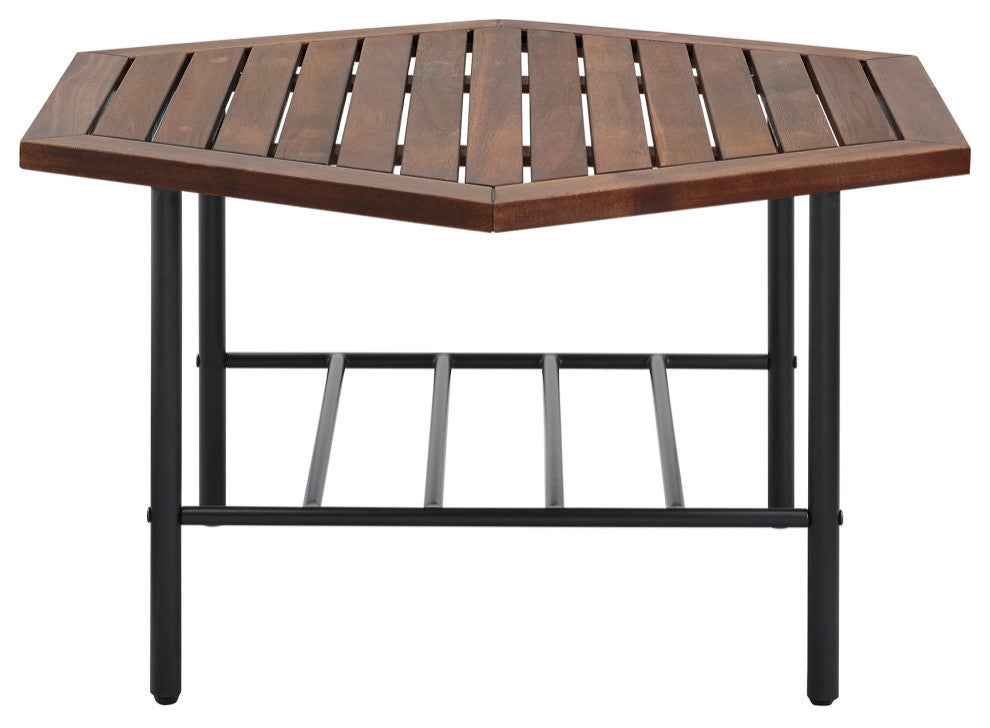 Pearson Modern Wood and Metal Outdoor Hexagon Coffee Table