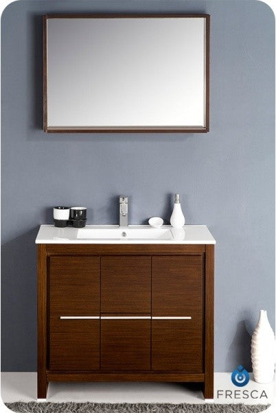 Fresca Allier 36" Wenge Brown Modern Bathroom Vanity With Mirror