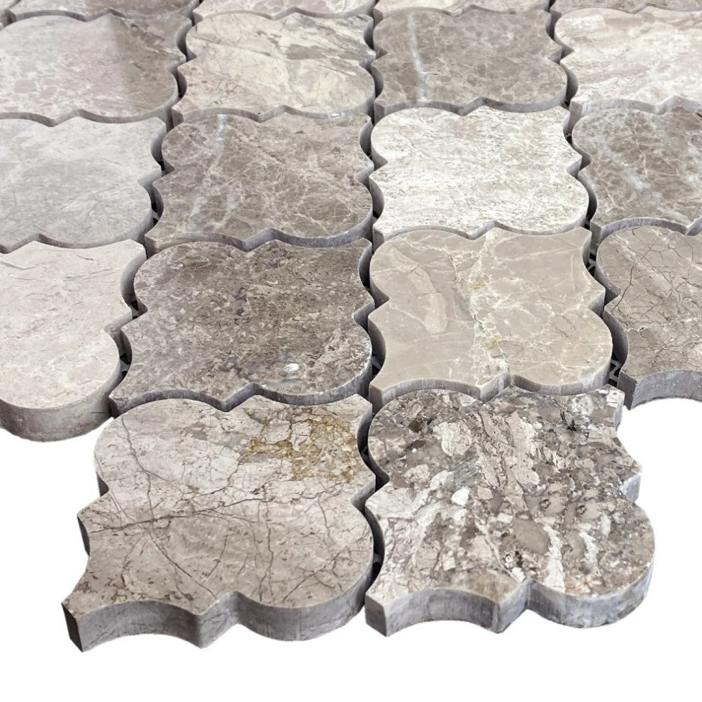 Silver Shadow Marble Casablanca on 12" x 12" Mesh Mosaic Tile (10 sqft per box)