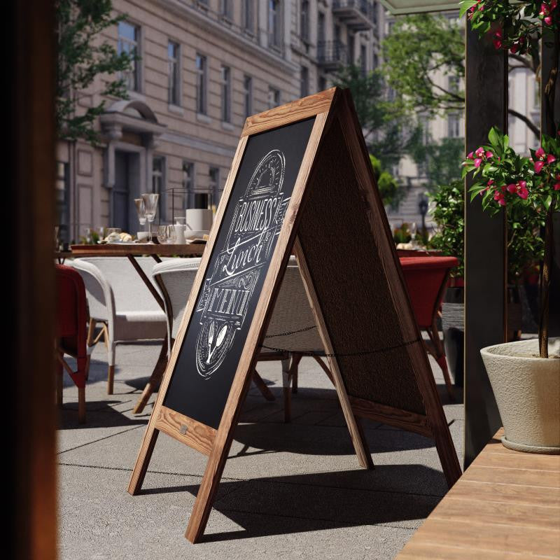 48" x 24" A-Frame Indoor/Outdoor A-Frame Magnetic Chalkboard Sign Set, Torched Brown