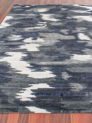 Bamboo Silk Hand-Knotted Bamboo Silk and Cotton Navy Blue Area Rug