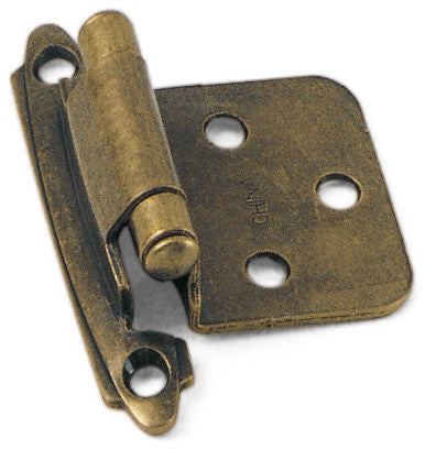 No Inset Self-Closing Hinge - Antique Brass