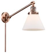 Large Cone 1-Light LED Swing Arm Light, Antique Copper, Glass: White Cased