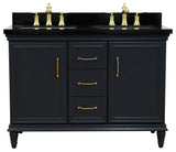 49" Double Vanity, Dark Gray Finish With Black Galaxy And Rectangle Sink