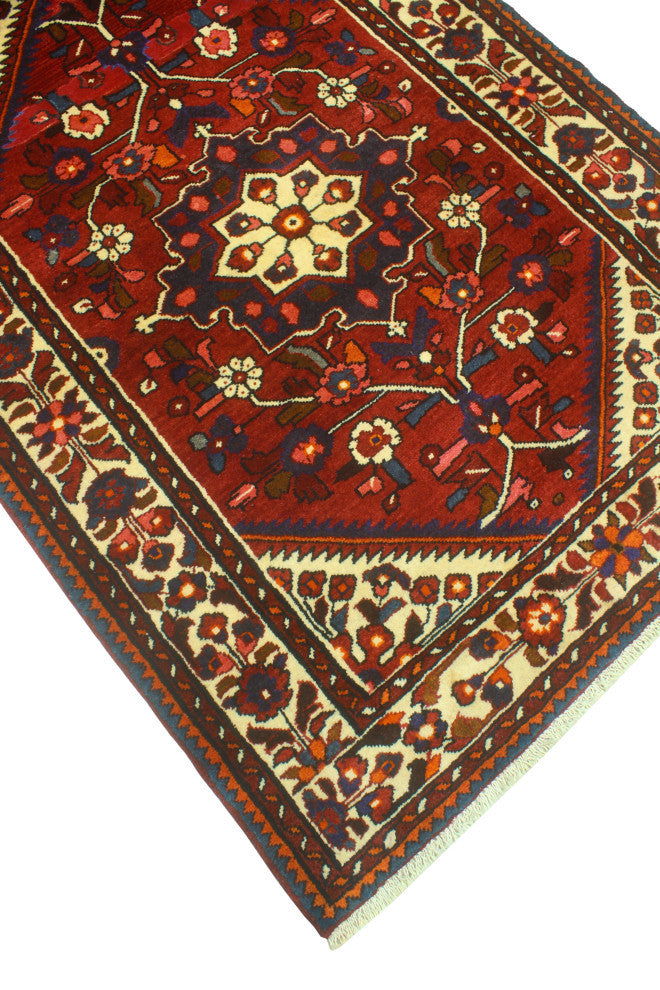 Fine Vintage Distressed Ariela Red/Ivory Runner, 3'8 x 9'10