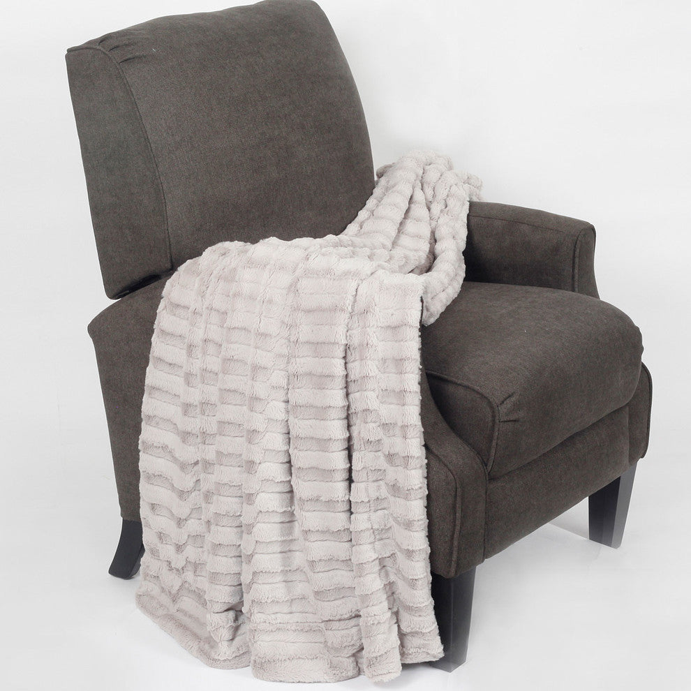 Saga Double Sided Faux Fur Throw, Fog