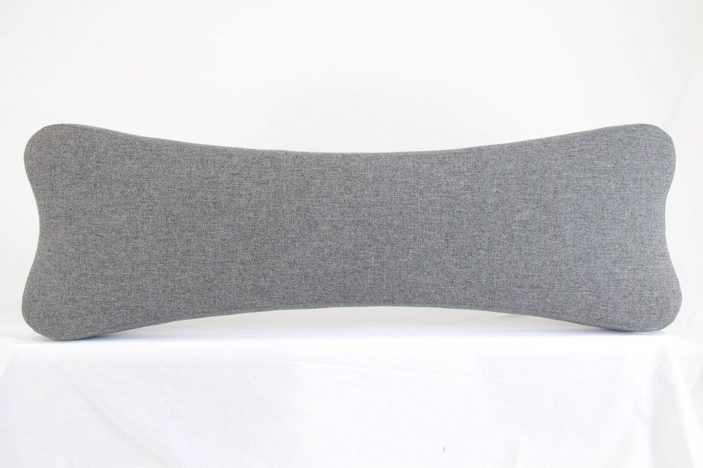 Modern Upholstered Bench from Spiral Cone Legs, Grey Tweed, 59-Inch