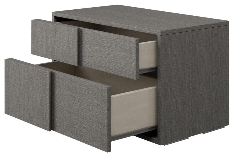 Oak Wood Nightstand With Soft Closing Drawers Matte Gray