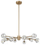Mid-Century Modern Brass 12-Light Clear Glass Sputnik Chandelier