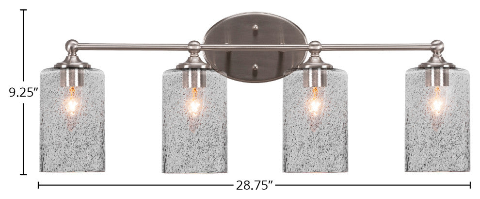 Capri 4-Light Bath Bar, Brushed Nickel/Smoke Bubble