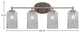 Capri 4-Light Bath Bar, Brushed Nickel/Smoke Bubble