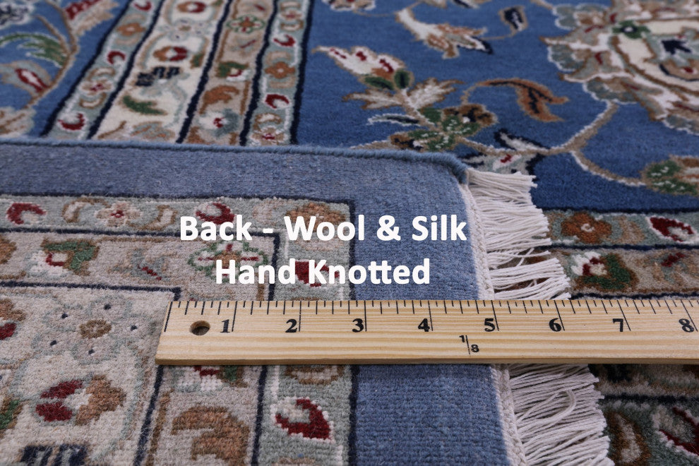11' 8" X 15' 3" Persian Nain Wool and Silk Hand Knotted Rug Q7155
