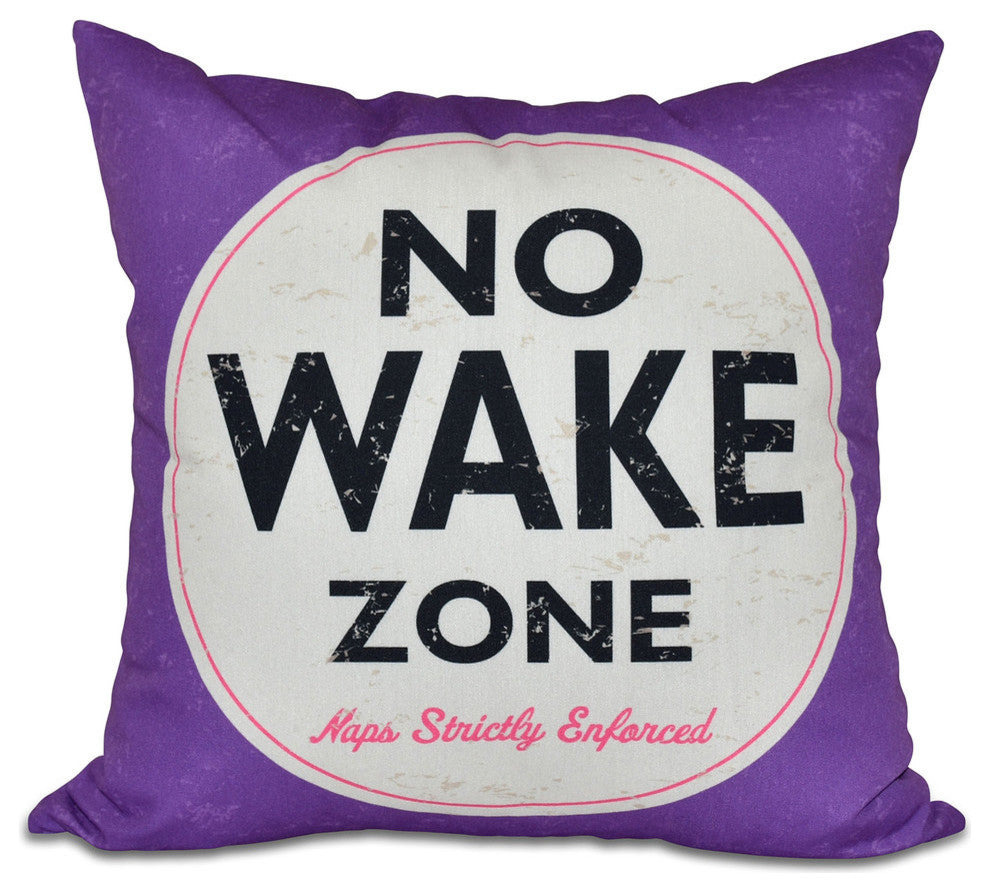 16"x16" Nap Zone, Word Print Pillow, Purple