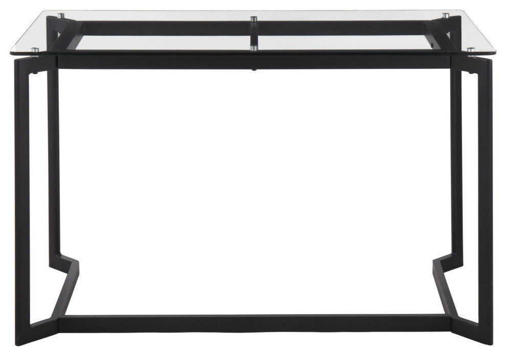 Masters Office Desk, Black Steel, Clear Glass