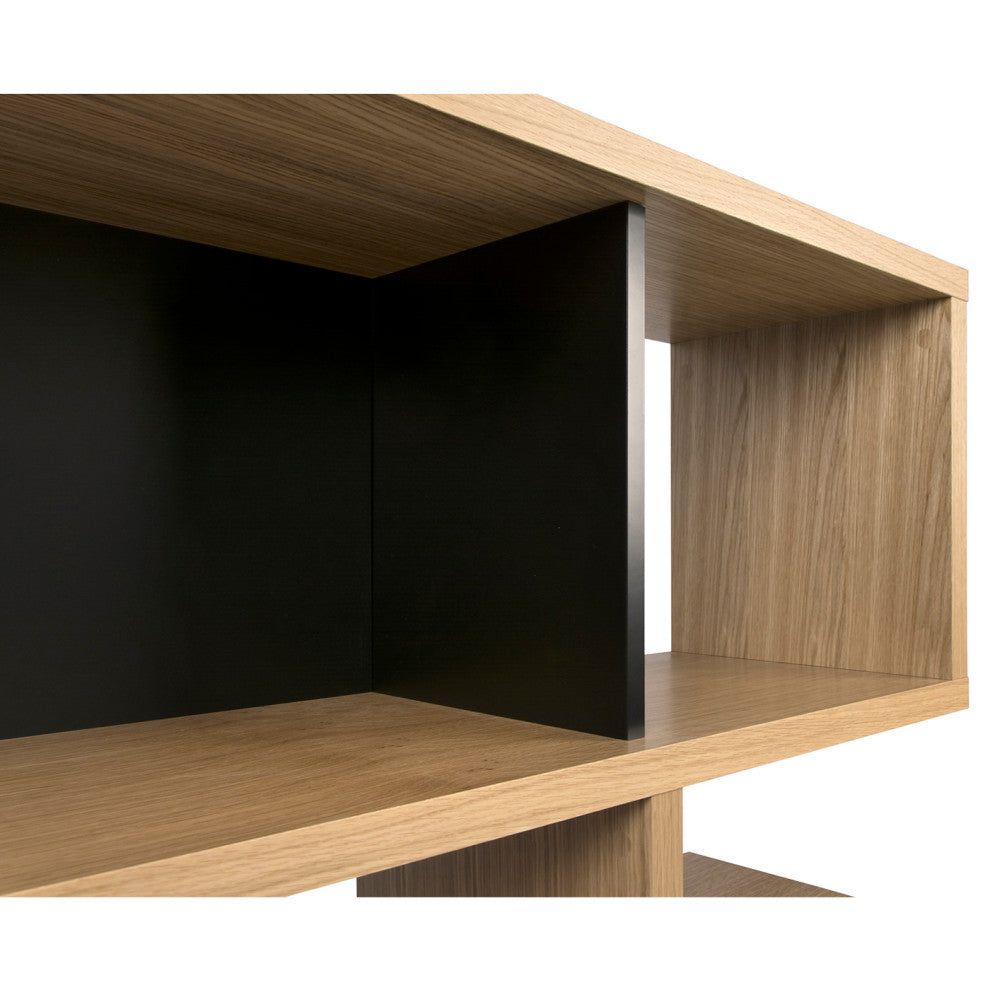 Contemporary Modular Display 2 Tone Shelves, Oak Frame/Black Backs