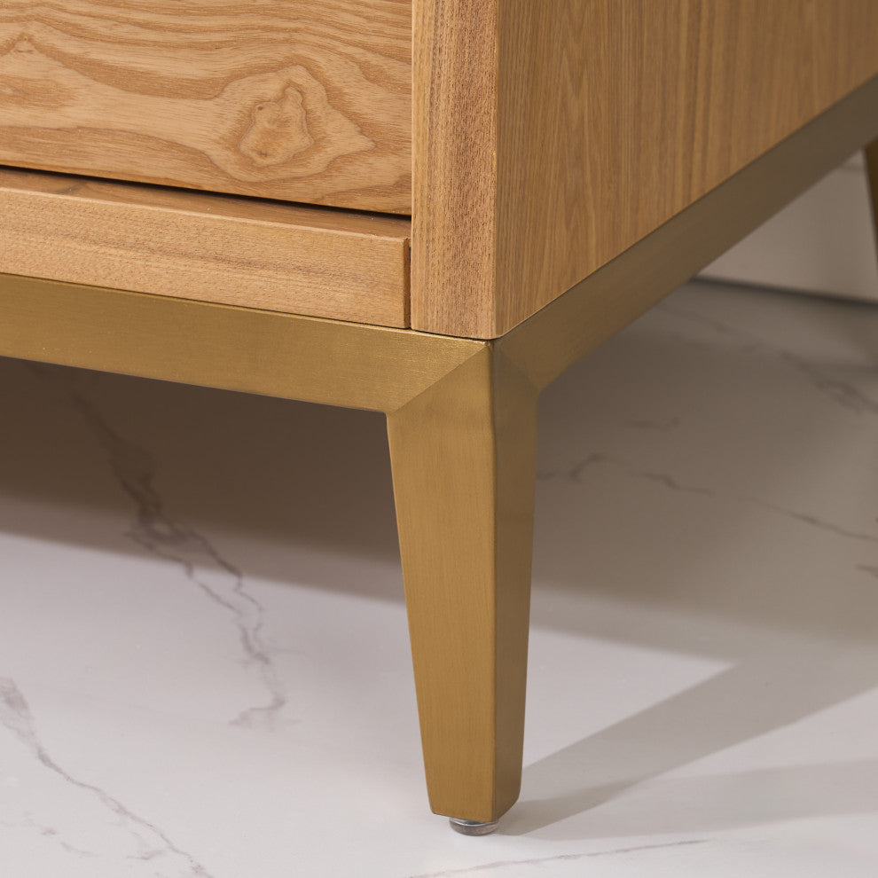 Nolan Freestanding Bathroom Vanity with Quartz Top, Light Oak, 36"