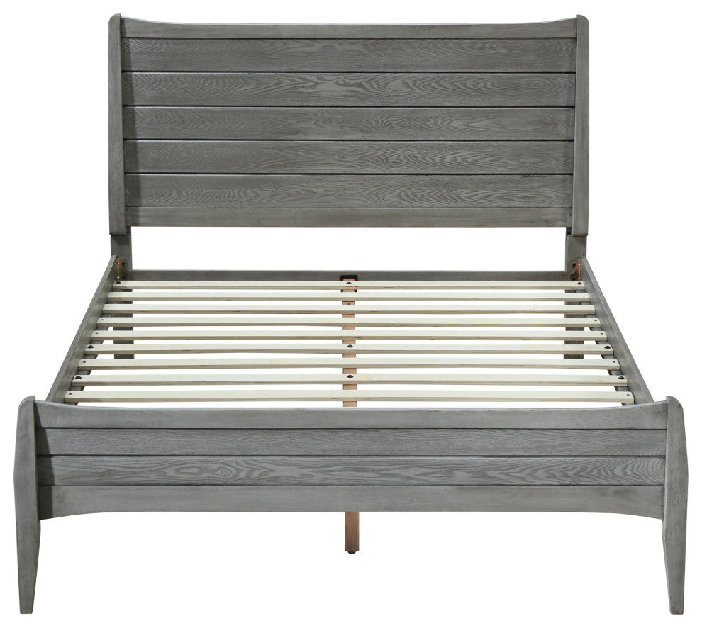 Agatha Rustic Wooden Queen Platform Bed, Rustic Gray