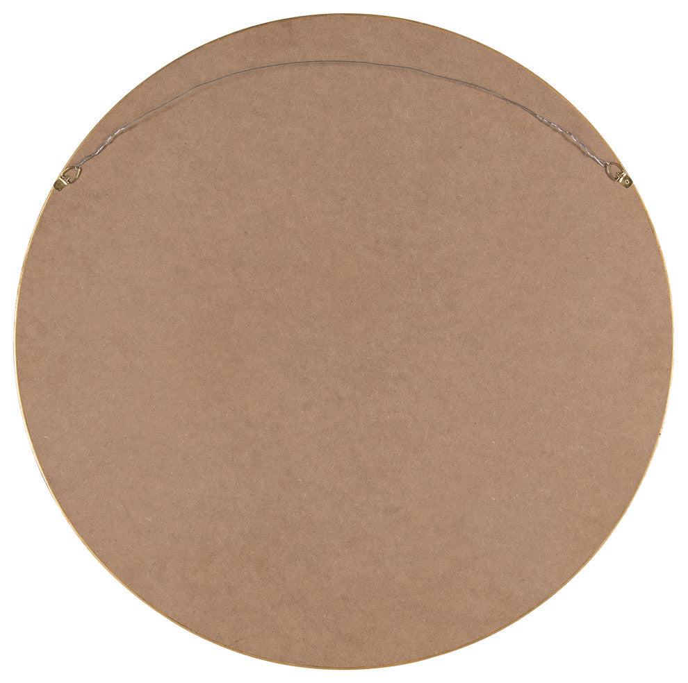 Travis Round Wood Accent Wall Mirror, Gold 25.6" Diameter