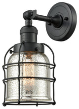 1-Light Small Bell Cage 8" Sconce, Matte Black, Glass: Silver Mercury