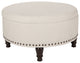 Augusta Round Storage Ottoman, Linen