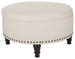 Augusta Round Storage Ottoman, Linen