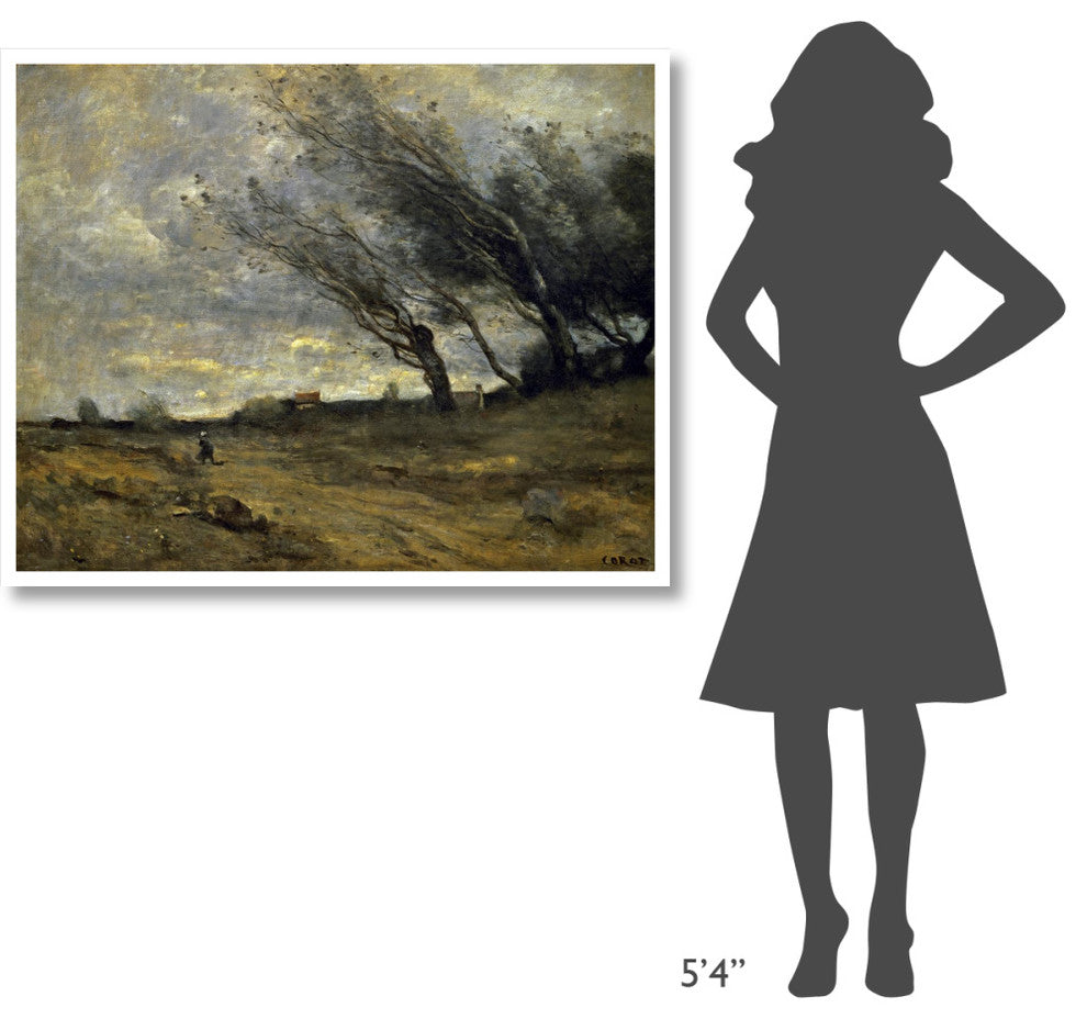 "A Gust of Wind" Digital Paper Print by Jean-Baptiste-Camille Corot, 46"x37"
