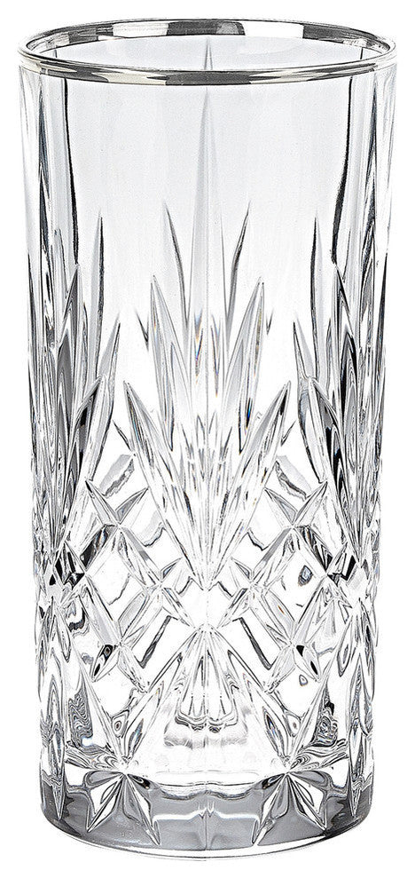 Reagan Collection Set of 4 Crystal Water, Beverage, or Ice tea Glass with silver