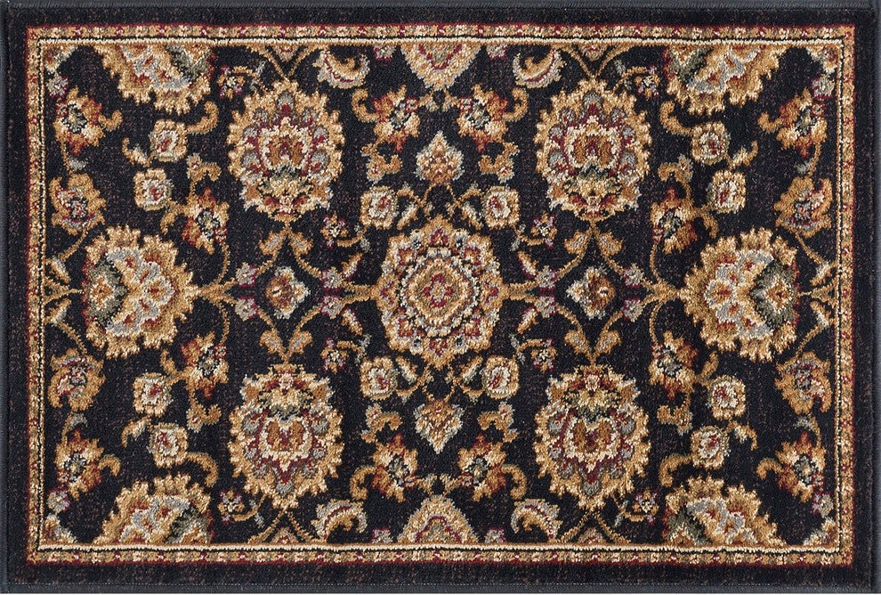 Charlotte Traditional Oriental Black Scatter Mat Rug, 2'x3'