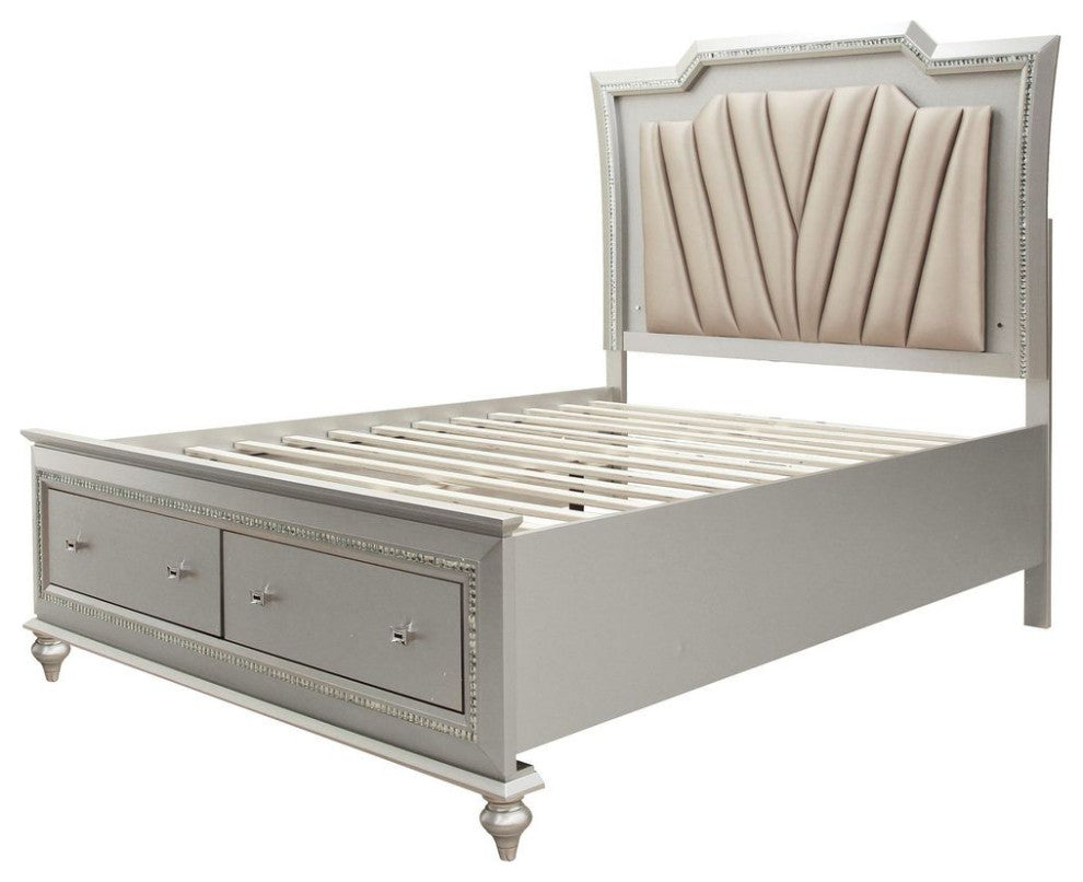 ACME Kaitlyn Eastern King Bed, PU and Champagne