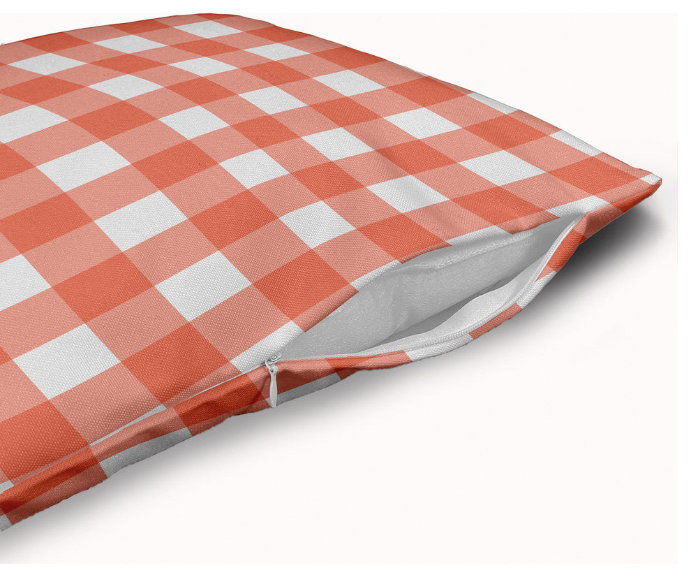 Gingham Plaid Accent Pillow With Removable Insert, Harvest Orange, 18"x18"