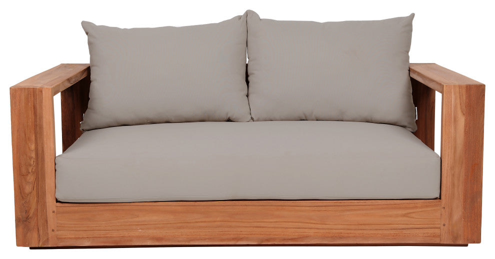Tulum Waterproof Fabric Upholstered Outdoor Loveseat, Gray