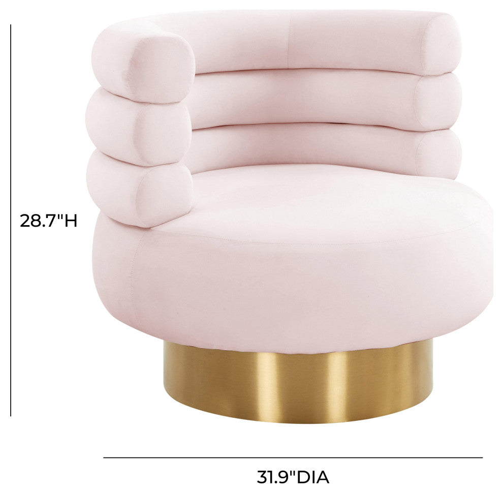 Naomi Blush Velvet Swivel Chair, Blush