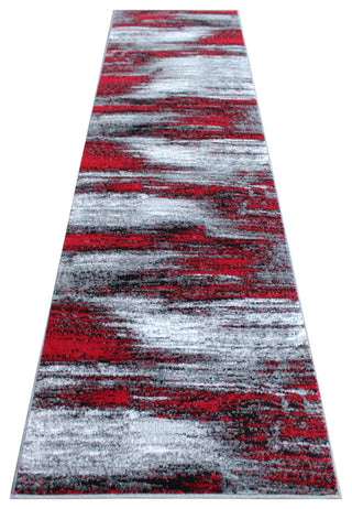 Rylan Collection Abstract Pattern Area Rug-Red - 2' x 10'