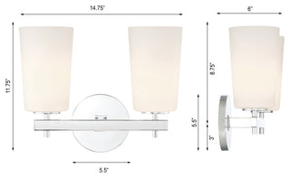 Crystorama Lighting Group COL-102 Colton 2 Light 15"W Vanity - Aged Brass
