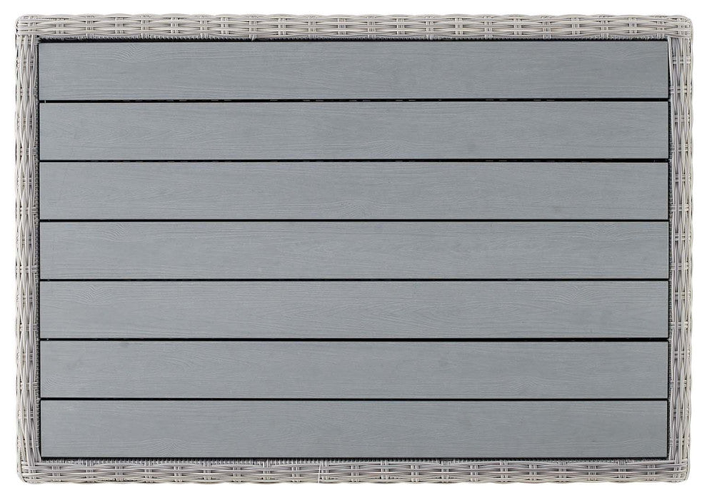 Lounge Coffee Table, Rectangular, Rattan, Wicker, Gray, Modern, Outdoor