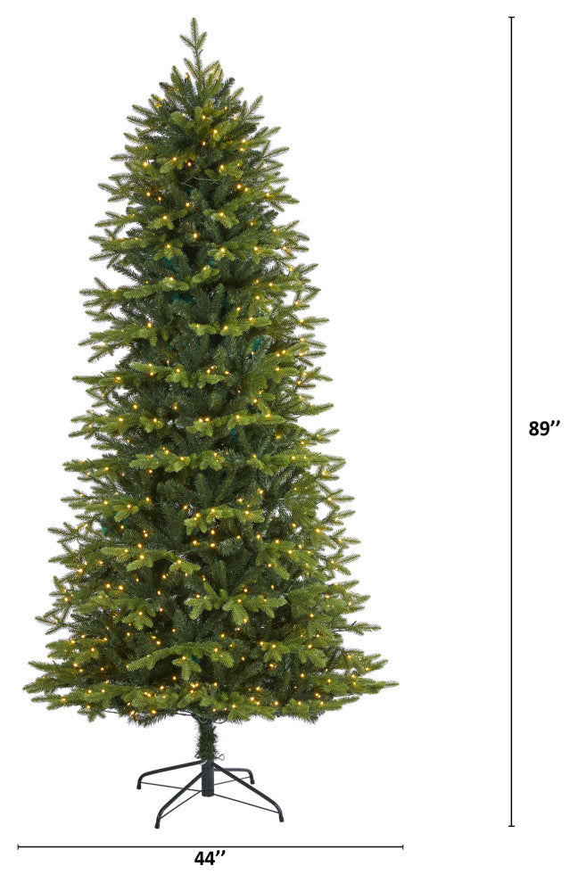 7.5' Belgium Fir Natural Look Faux Christmas Tree With 550 Clear LED Lights