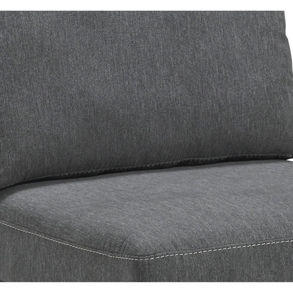 Benzara BM241975 Armless Chair With Fabric Padded Seat and Block Legs, Gray