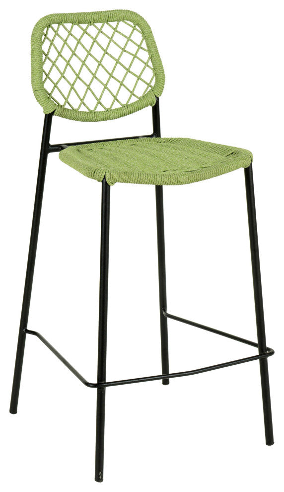 Lucy  Dyed Cord Outdoor Counter Stool, Green