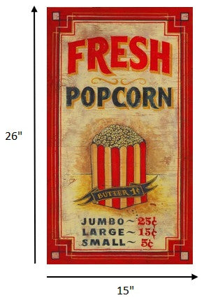 Vintage Fresh Popcorn Advertisement Wall Decor