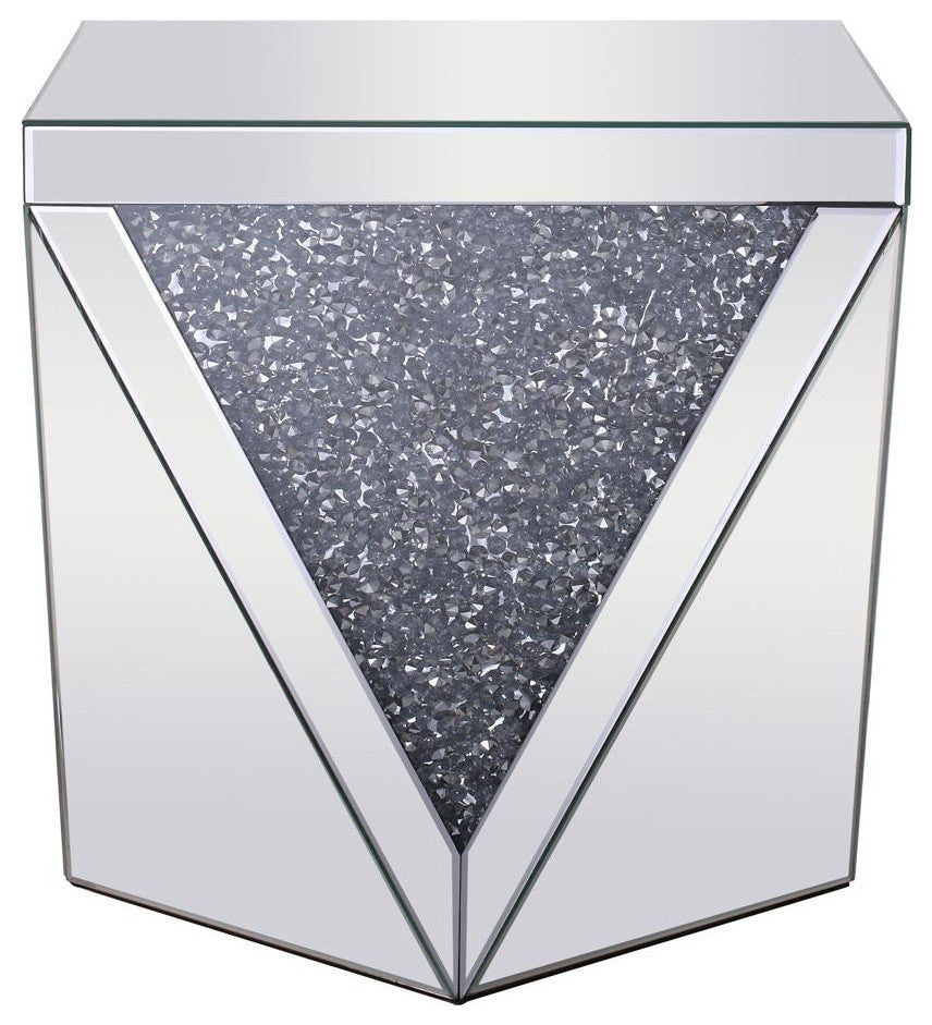 Elegant Modern 18.5" Crystal End Table Silver Royal Cut Crystal