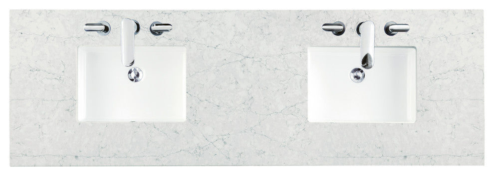 Bristol 72" Double Vanity Bright White, Whitewashed Walnut, Eternal Jasmine Pearl, Three-Hole