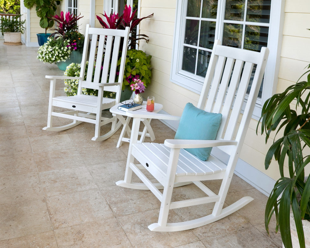 Trex Outdoor Cape Cod 3-Piece Porch Rocking Chair Set, Charcoal Black