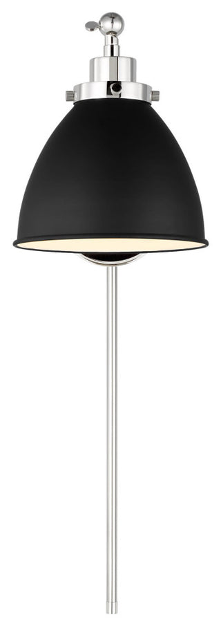 Wellfleet Single Arm Dome Task Sconce, Midnight Black and Polished Nickel