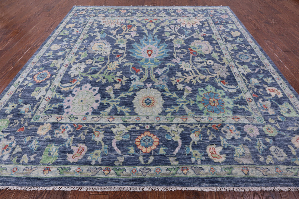 10' Square Handmade Turkish Oushak Wool Rug - Q14957