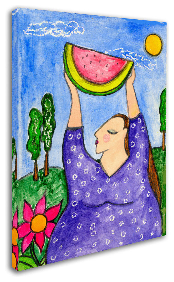 Wyanne 'Big Diva With Watermelon' Canvas Art, 32"x24"