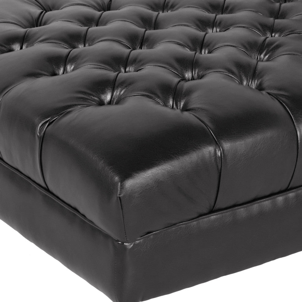 Bluffton Contemporary Tufted One Armed Chaise Lounge, Midnight + Silver