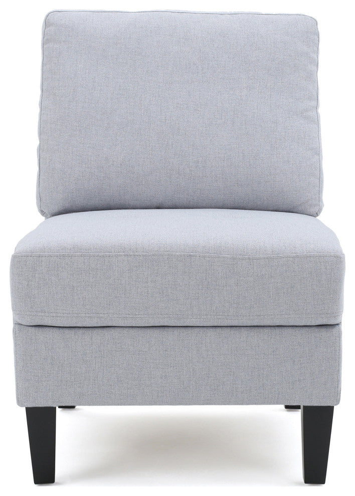 GDF Studio Carolina Fabric Sectional Couch With Storage Ottoman, Light Gray